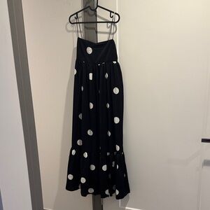 Elegant Black maxi dress with White Polka Dots